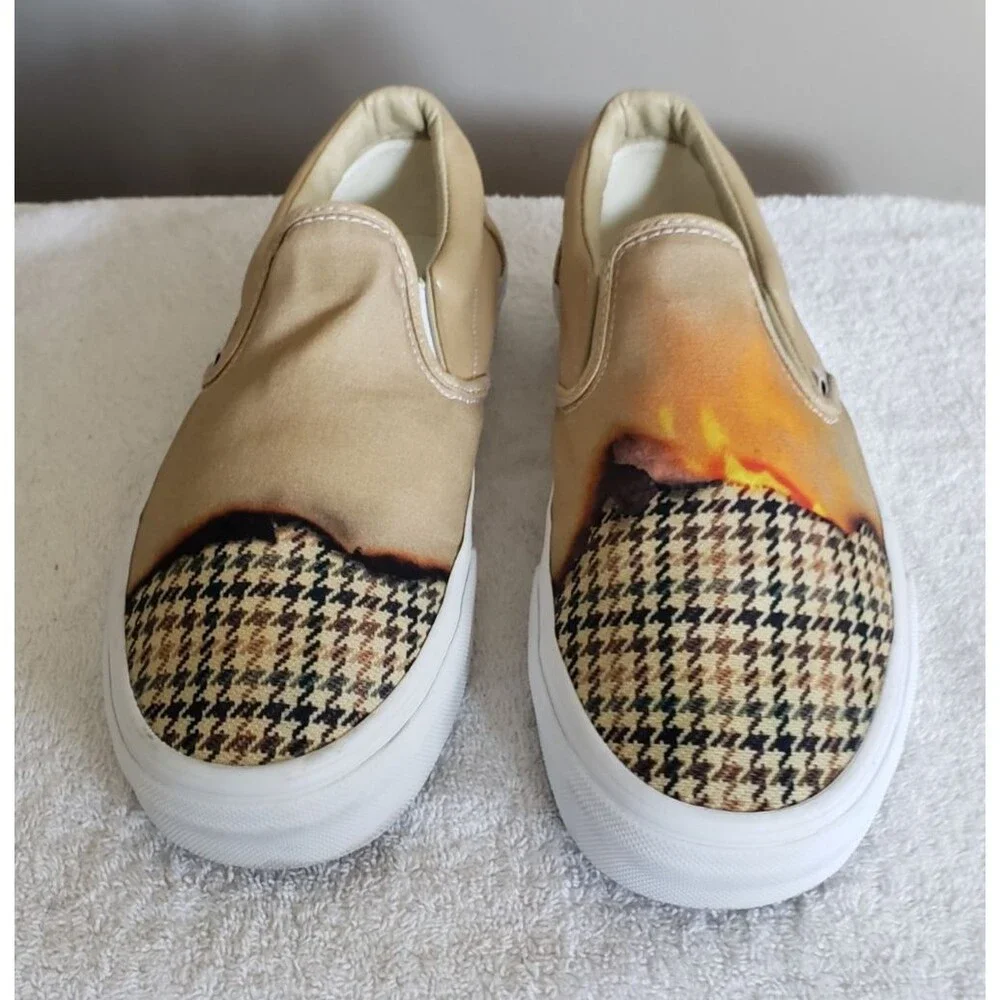 Vans Khak Slip On Burn Graphic Men’s Size 8.5 Women’s Size 10